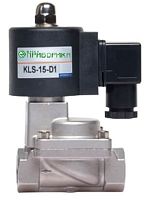 KLS-15N AC230V - клапан электромагнитный с пилотом Ду15, Н.З. нерж+PTFE